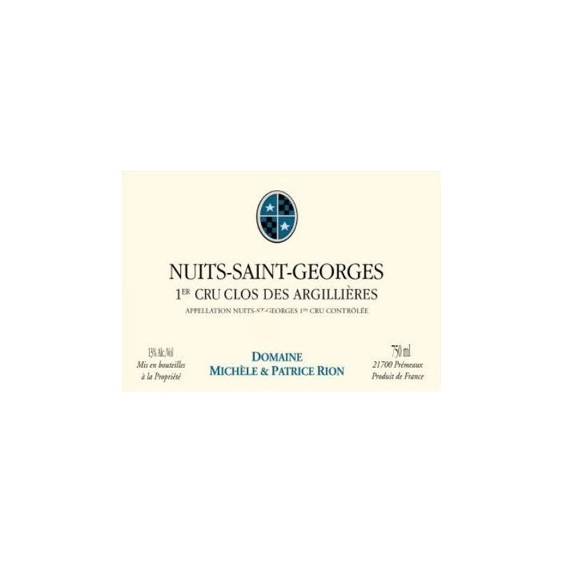 Nuits St Georges 1er Cru " Clos des Argillières " - Patrice Rion Nuits St Georges 1er Cru " Clos des Argillières " - Patrice Rion