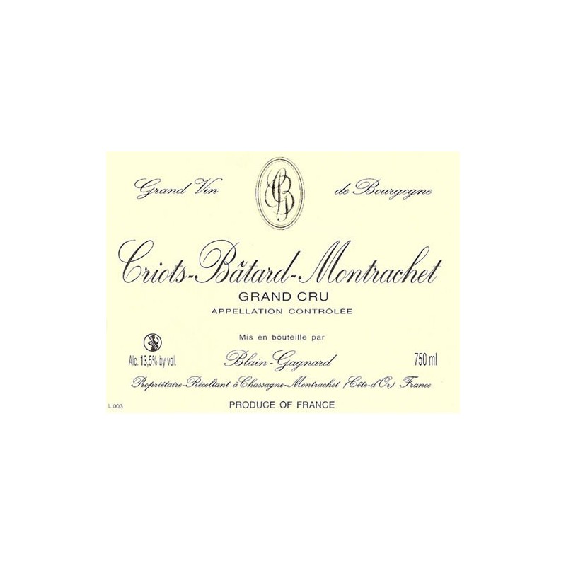 Criots-Batard-Montrachet Grand cru 2014 - Blain-Gagnard Criots-Batard-Montrachet Grand cru 2014 - Blain-Gagnard