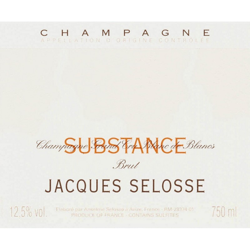 Champagne Grand cru blanc de blancs Brut Substance - Selosse Champagne Grand cru blanc de blancs Brut Substance - Selosse