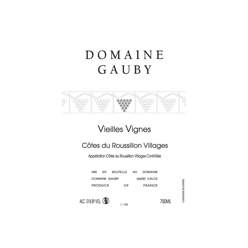 Côtes du Roussillon Vieilles Vignes 2012 - Domaine Gauby Côtes du Roussillon Vieilles Vignes 2012 - Domaine Gauby