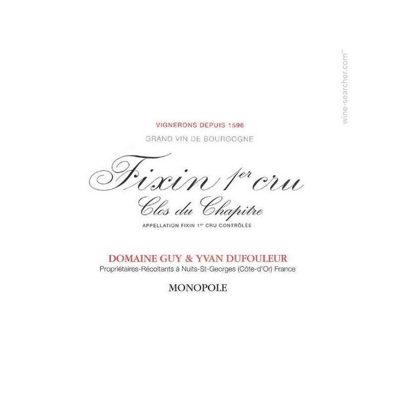 Fixin 1er cru 2002 - Clos du Chapitre Fixin 1er cru 2002 - Clos du Chapitre