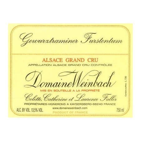 Gewürztraminer Fürstentum 2015 - Domaine Weinbach