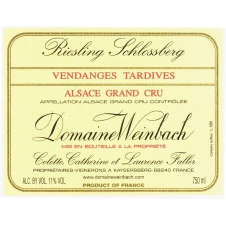 Riesling Schlossberg Vendanges Tardives 2015 - Domaine Weinbach