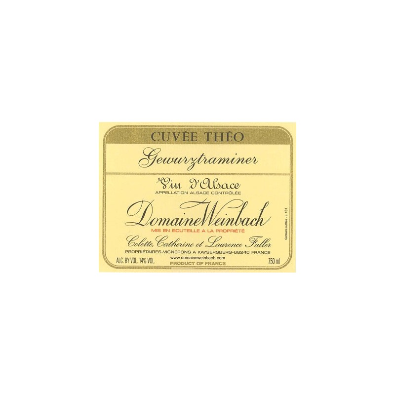 Gewürztraminer Cuvée Théo 2016 Clos des Capucins - Domaine Weinbach Gewürztraminer Cuvée Théo 2016 Clos des Capucins - Domaine Weinbach