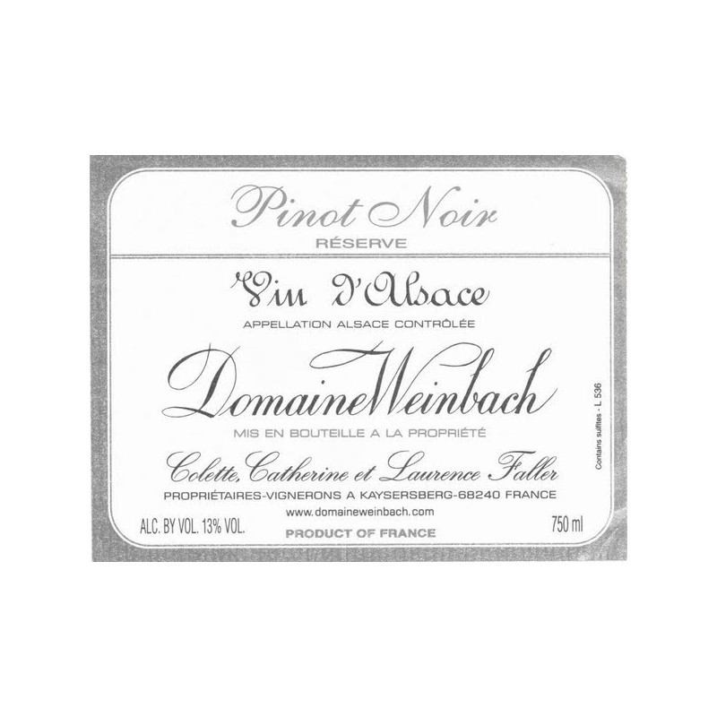 Pinot Noir Réserve 2016 - Domaine Weinbach Pinot Noir Réserve 2016 - Domaine Weinbach
