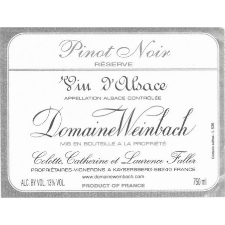 Pinot Noir Réserve 2016 - Domaine Weinbach Pinot Noir Réserve 2016 - Domaine Weinbach