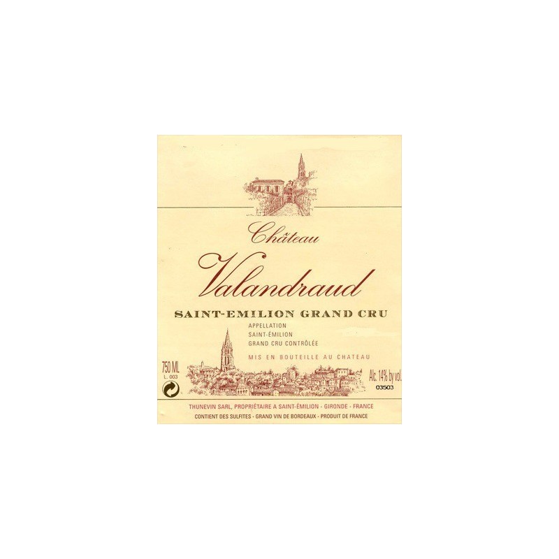 Château Valandraud 1995 1er grand cru classé de St Emilion Prix