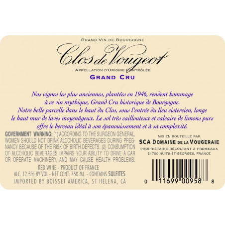 Clos de Vougeot Grand Cru Domaine de la Vougeraie