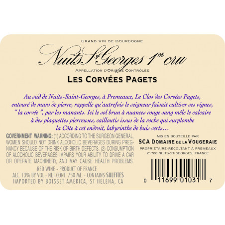 St Georges Nights 1er Cru Les Corvées Pagets - Domaine de la Vougeraie