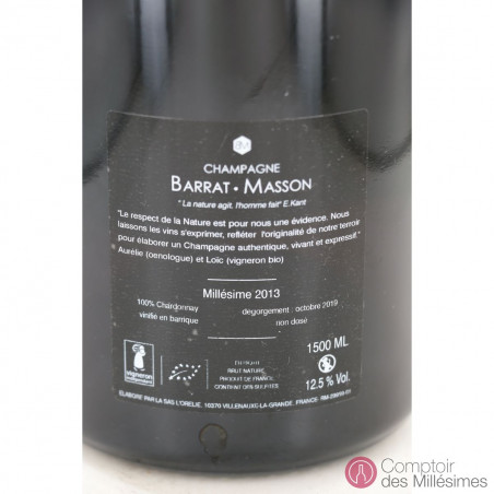 Champagne Barrat Masson Brut Nature Millésime Contre