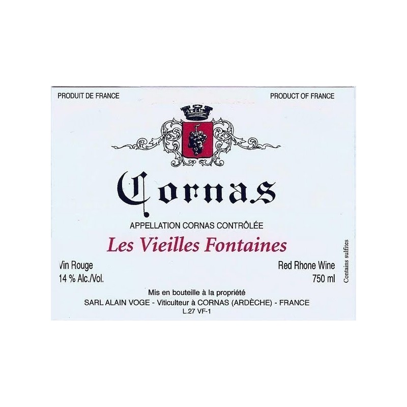 Cornas 2010 - Les Vieilles Fontaines Cornas 2010 - Les Vieilles Fontaines