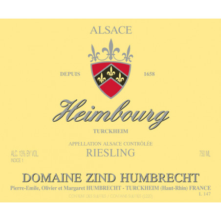 Riesling Heimbourg etiquette officielle - Zind-Humbrecht