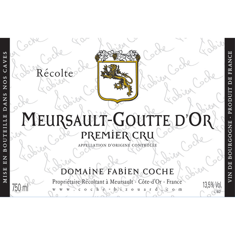 Meursault 1er Cru Goutte d'Or 2020 Fabien Coche en stock