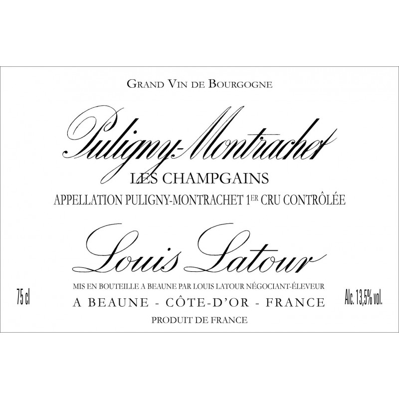 Puligny Montrachet 1er cru 2001 - Les Champgains - Louis Latour Puligny Montrachet 1er cru 2001 - Les Champgains - Louis Latour