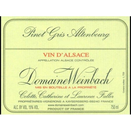 Pinot Gris Altenbourg 2017 - Domaine Weinbach