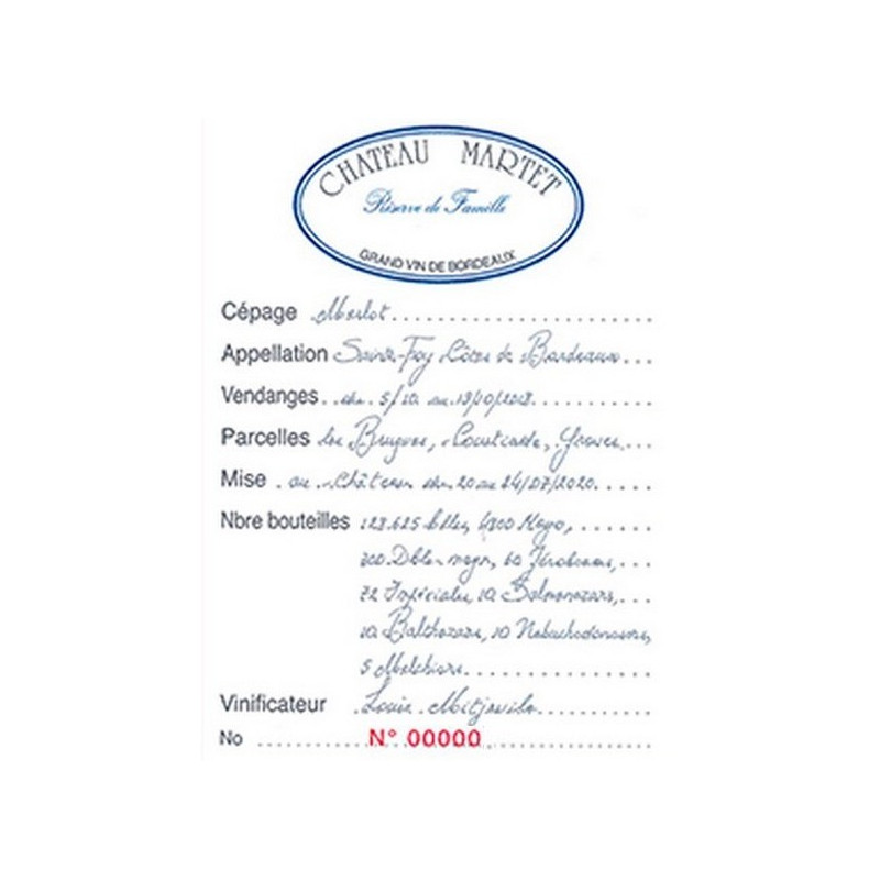 Château Martet 2020 - Réserve de Famille wines in stock