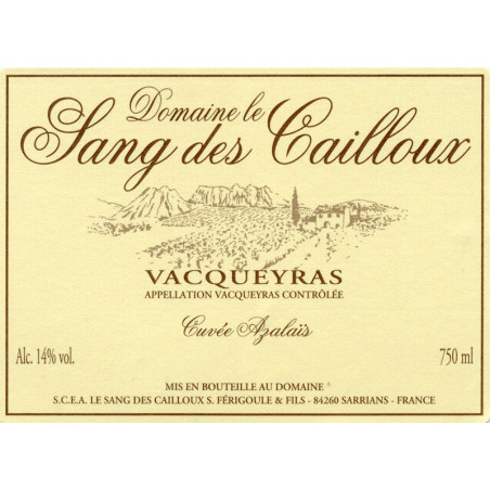 Vacqueyras 2021 Azalaïs - Le Sang des Cailloux