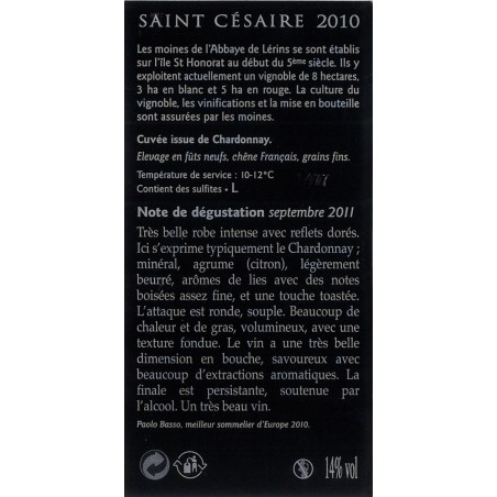 Saint Cesaire 2010 - Chardonnay