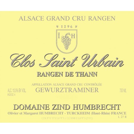 Gewurztraminer Rangen de Thann 2013 Clos St Urbain - Zind-Humbrecht
