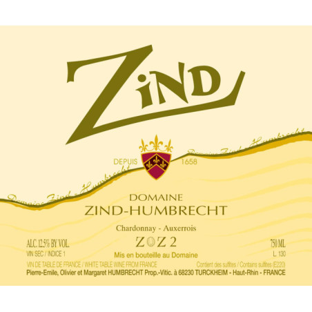 Zind 2022 Chardonnay...