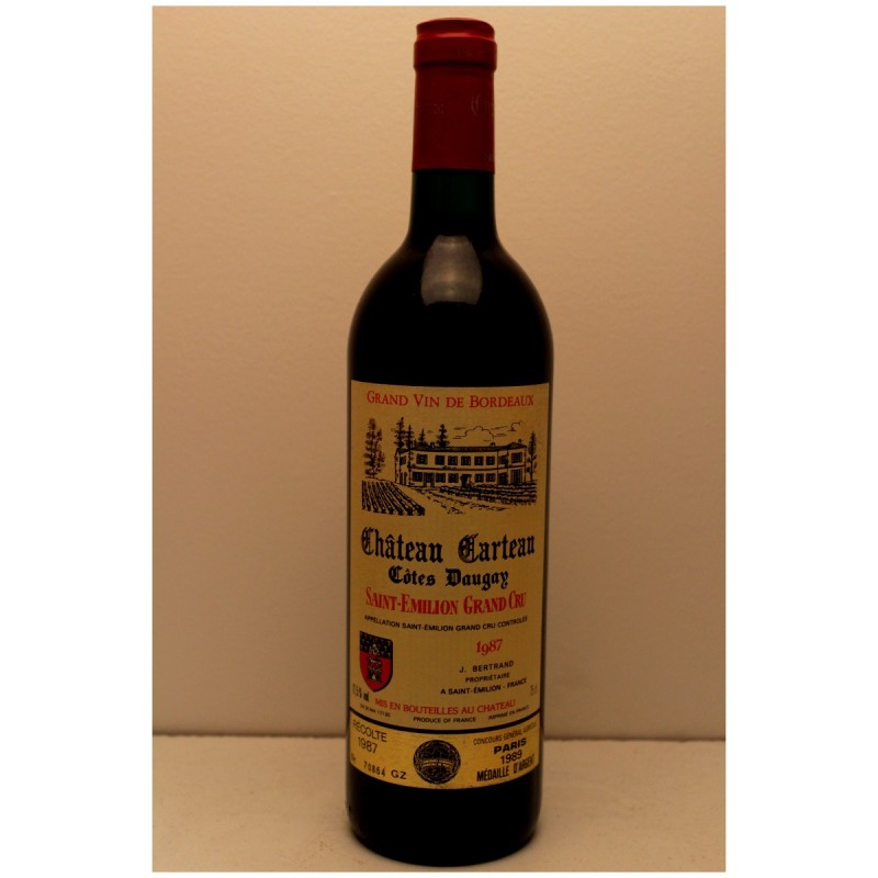 Château Des Pages Cotes de Blaye 1987 Château Carteau 1987 Saint-Emilion Grand Cru Awards