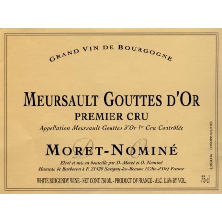 Meursault 1er cru "Gouttes d'Or" 2001 - Moret